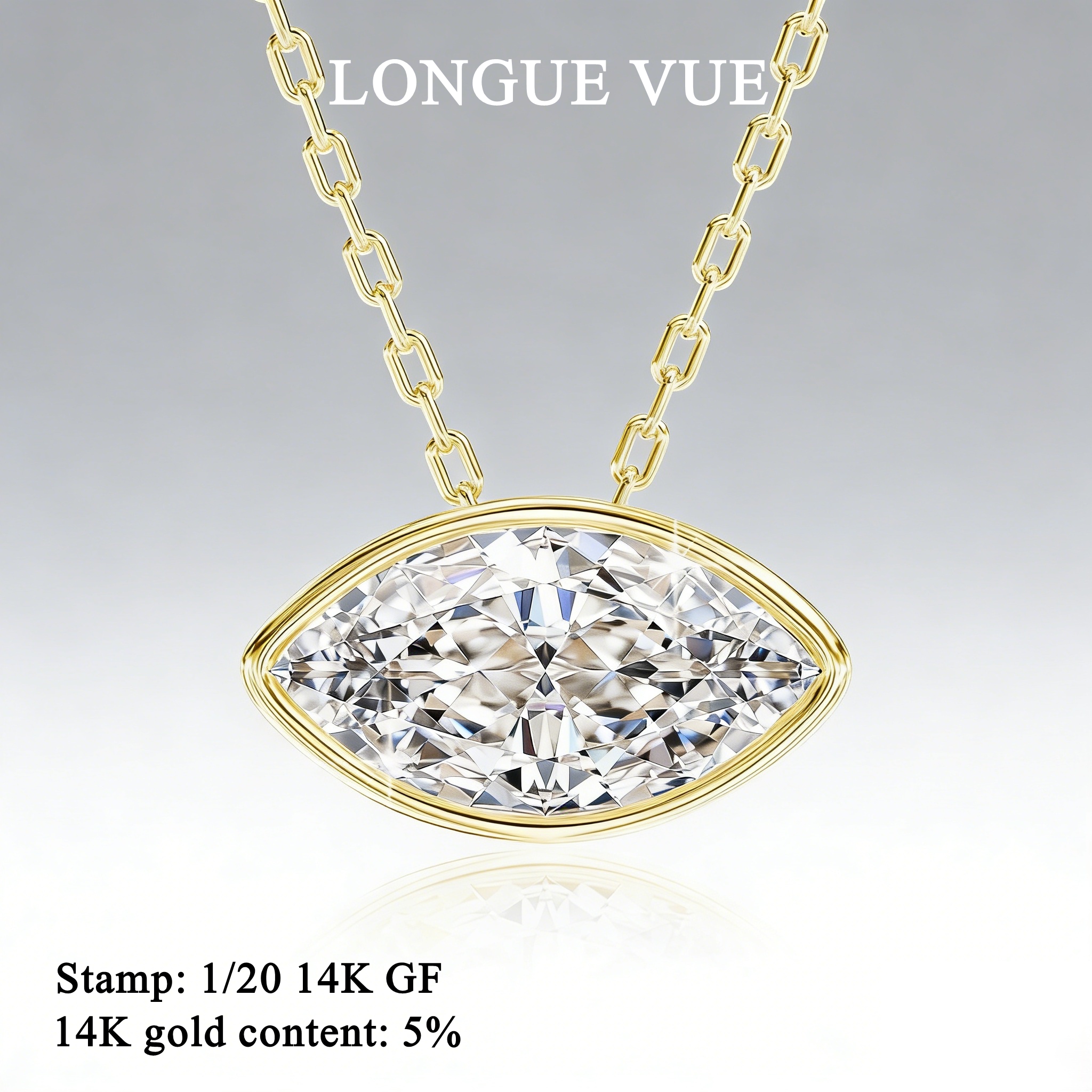 Bezels Set Pendant - 14K Gold Filled Bezel Set Marquise