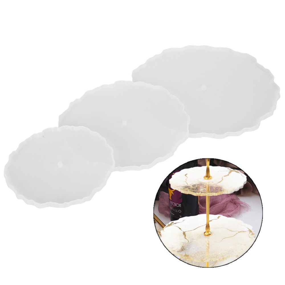 Coaster Mold Round - 3pcs Irregular Round Fruit Tray Mould