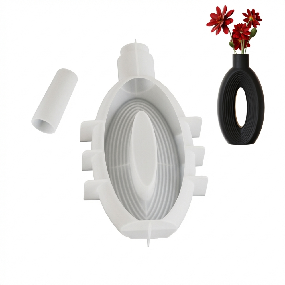 Resin Craft Workshop - Modern Oval Stripe Silicone Vase Mold