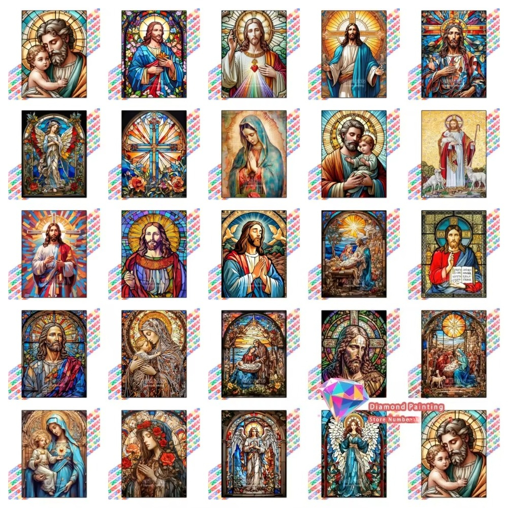 Resin Craft Supplies - 1PC frameless Easter Jesus Square Round