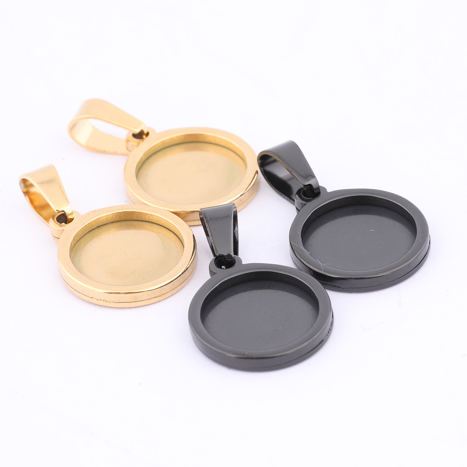 10pcs Gold Plated Black 12mm R - đánh giá và giá Bezels Set Pendant