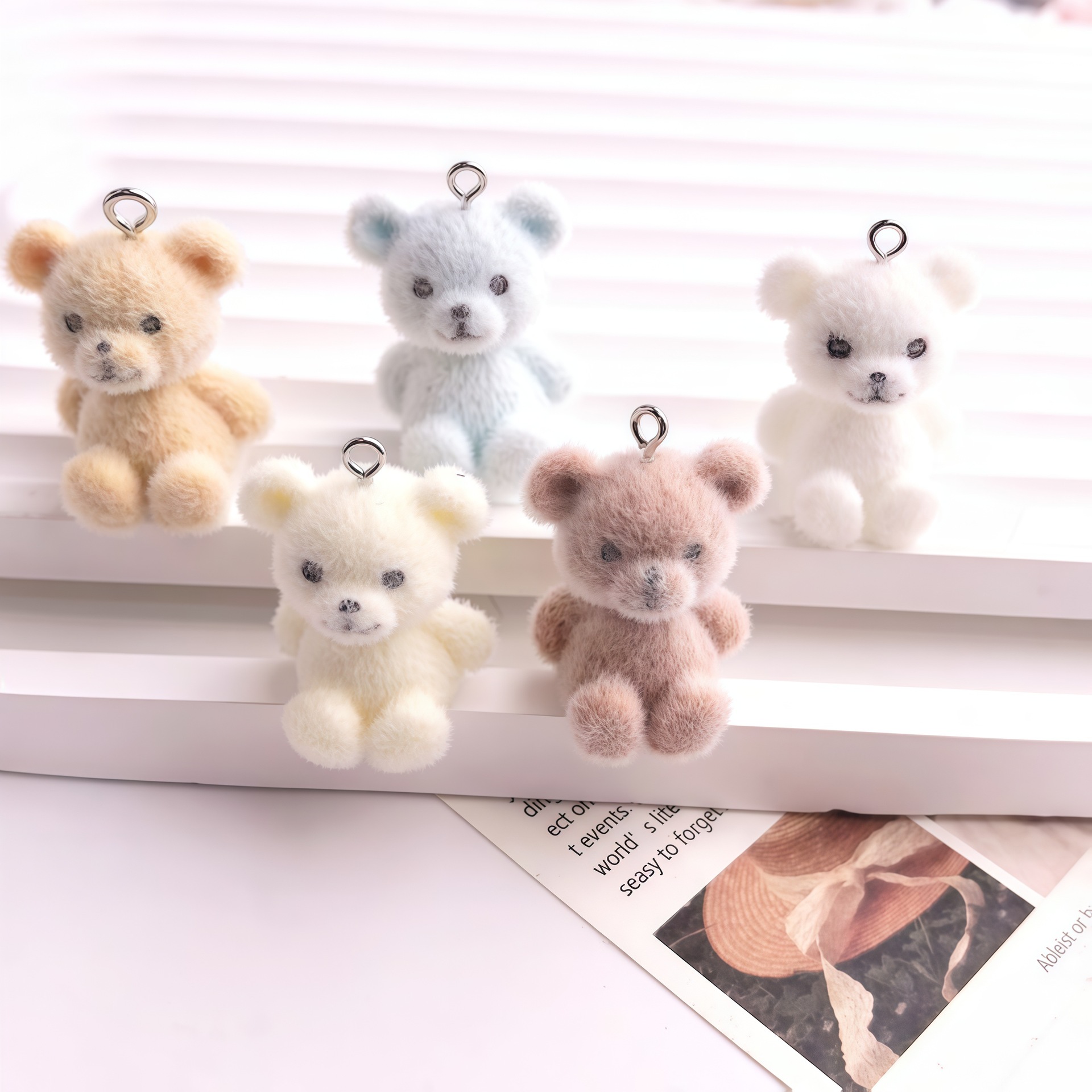 5pcs 3D Flocked Bear Resin Cha - đánh giá và giá Resin Craft Projects
