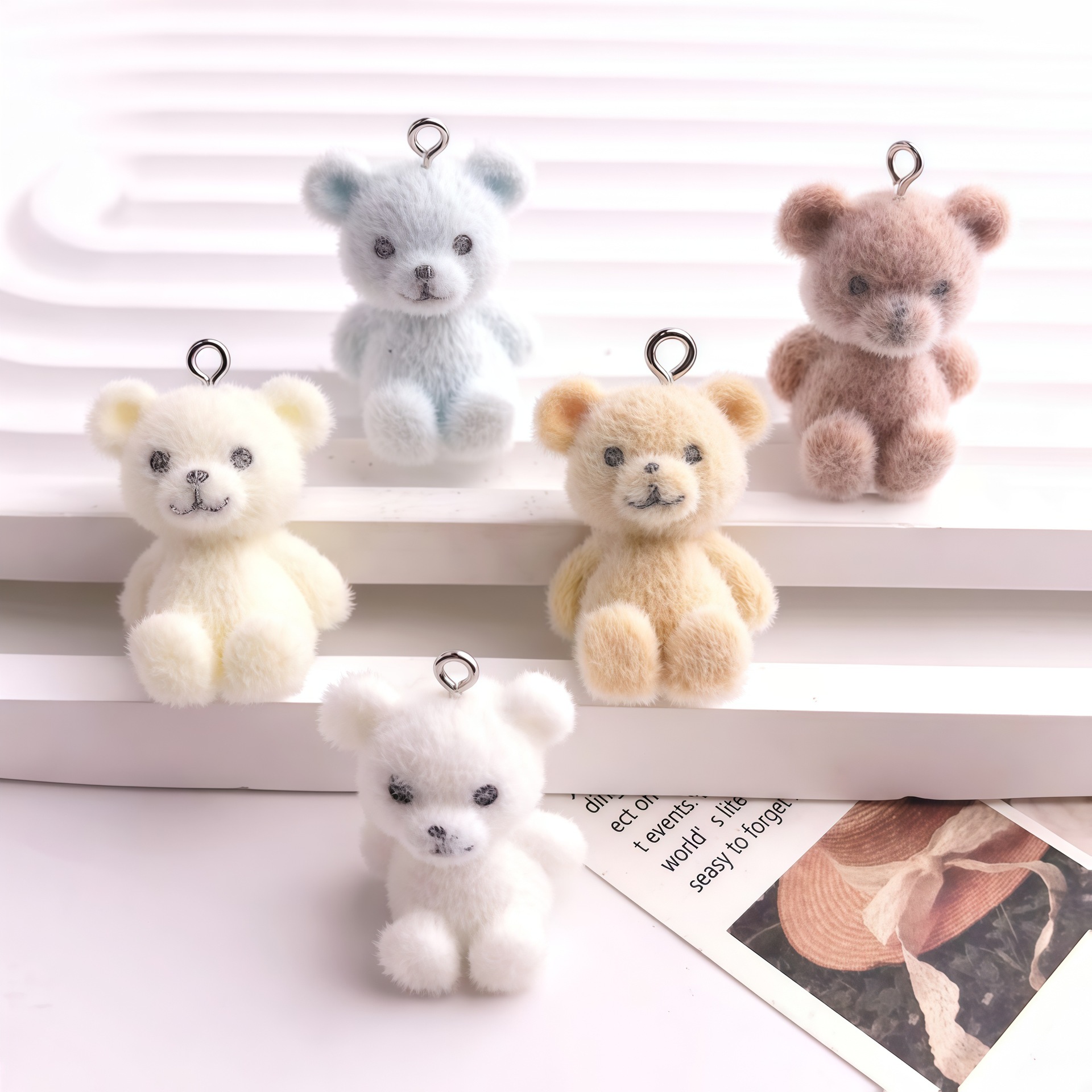 5pcs 3D Flocked Bear Resin Cha - đánh giá và giá Resin Craft Projects
