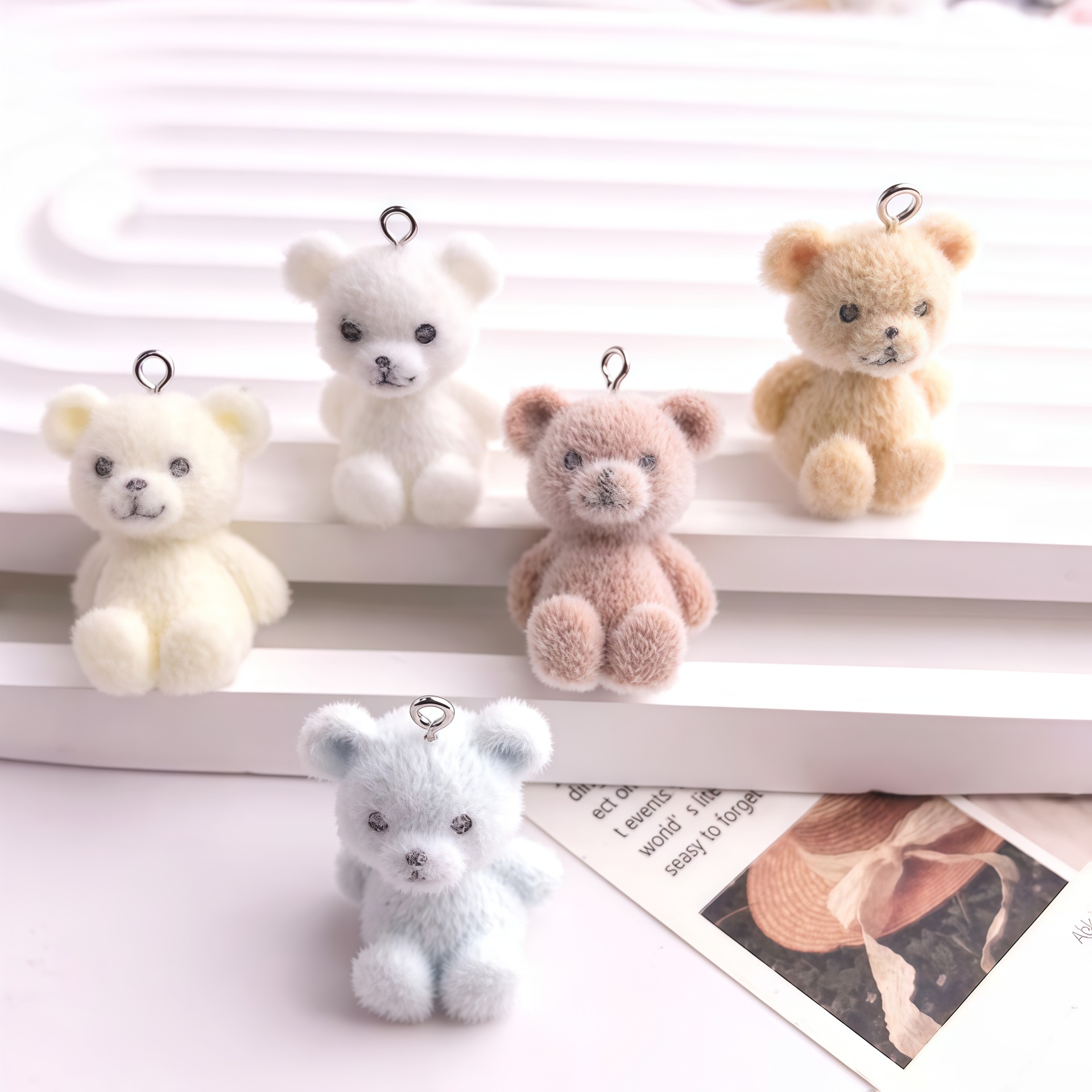 5pcs 3D Flocked Bear Resin Cha - đánh giá và giá Resin Craft Projects