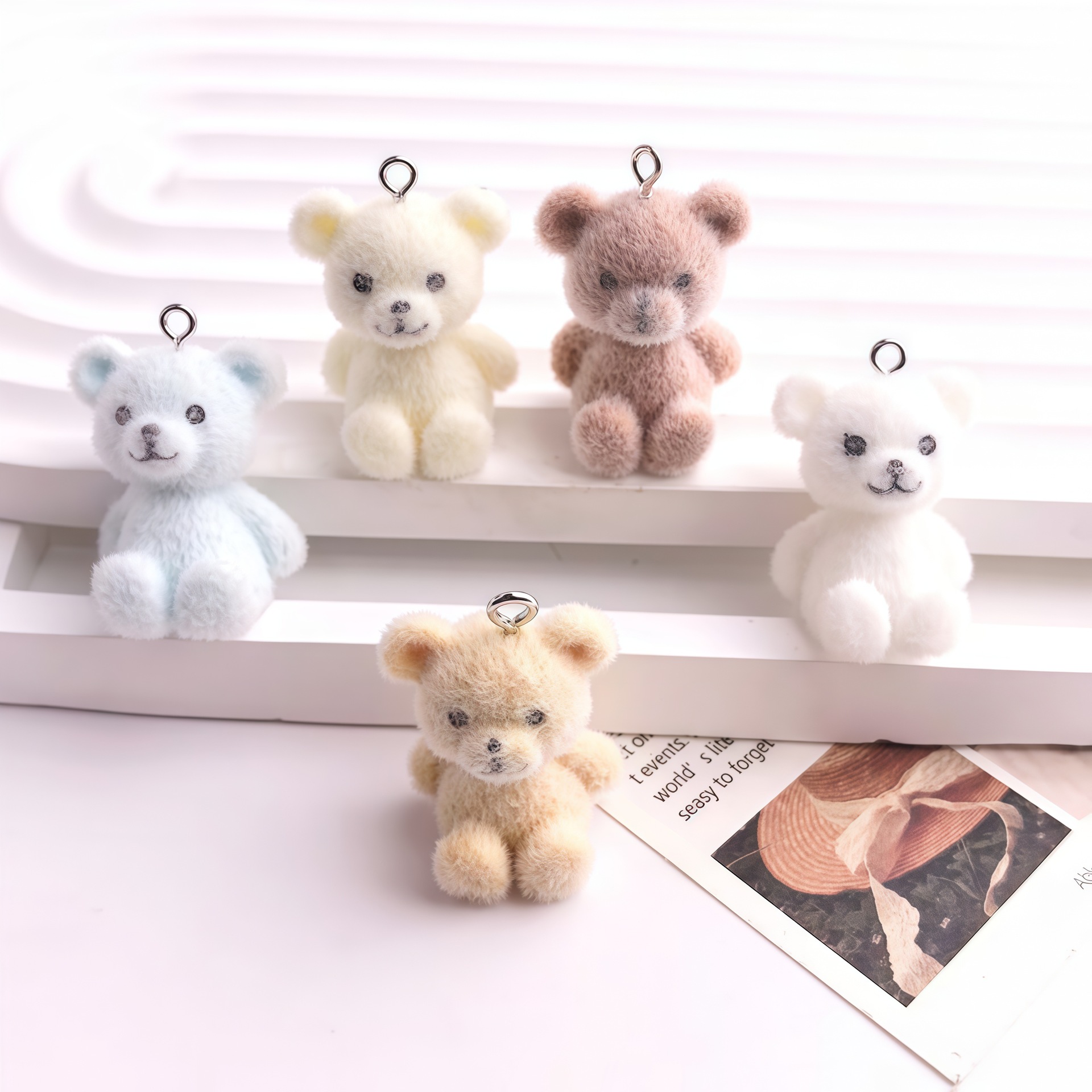 5pcs 3D Flocked Bear Resin Cha - đánh giá và giá Resin Craft Projects