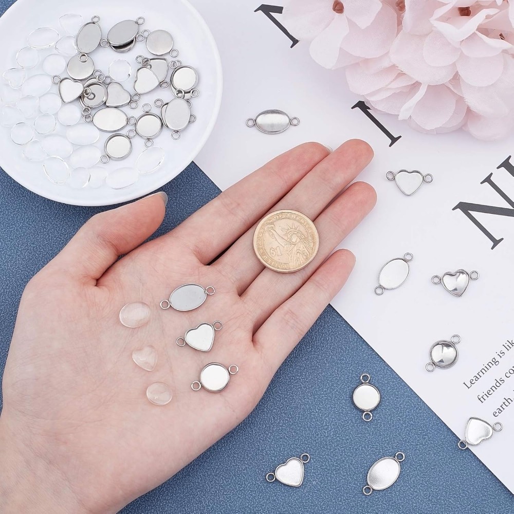 30 Sets Oval/Flat Round/Heart  - đánh giá và giá Bezels Set Pendant