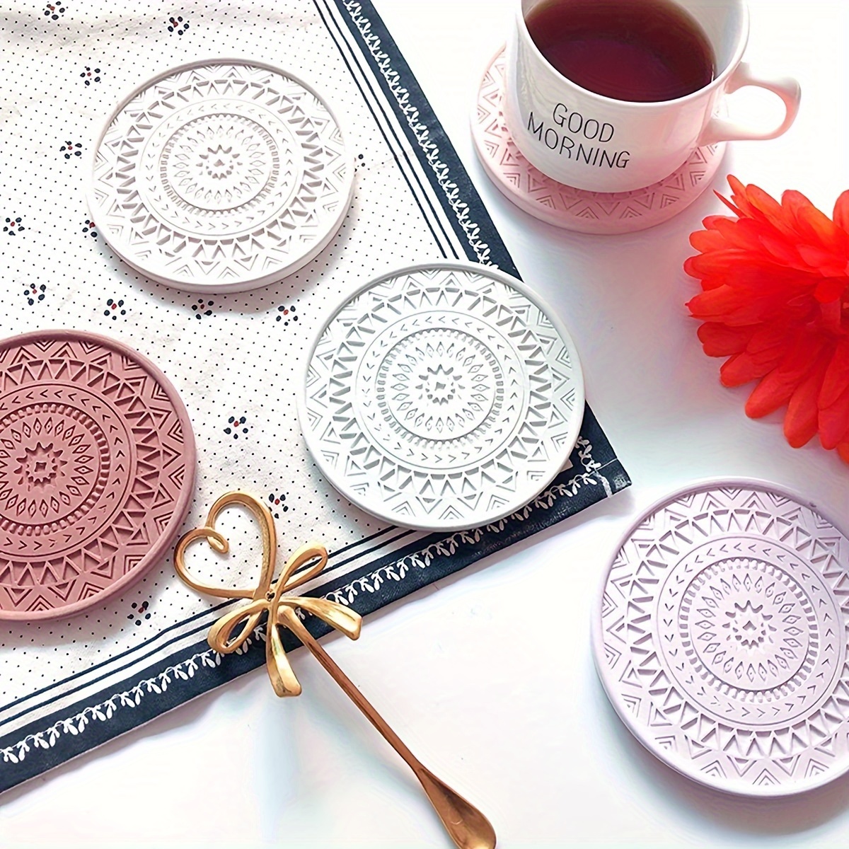 Flower Coaster Silicone Mold E - đánh giá và giá Coaster Mold Round