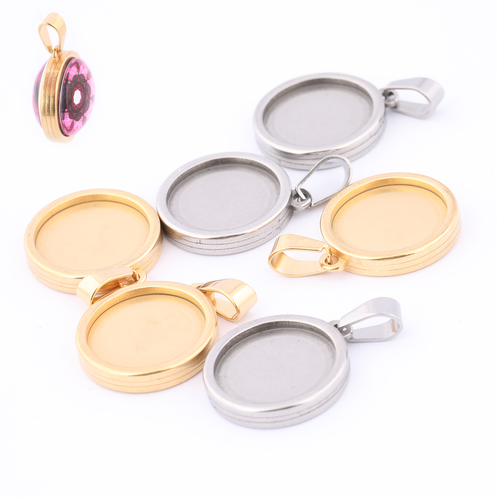 5pcs Stainless Steel Gold Plat - đánh giá và giá Bezels Set Pendant