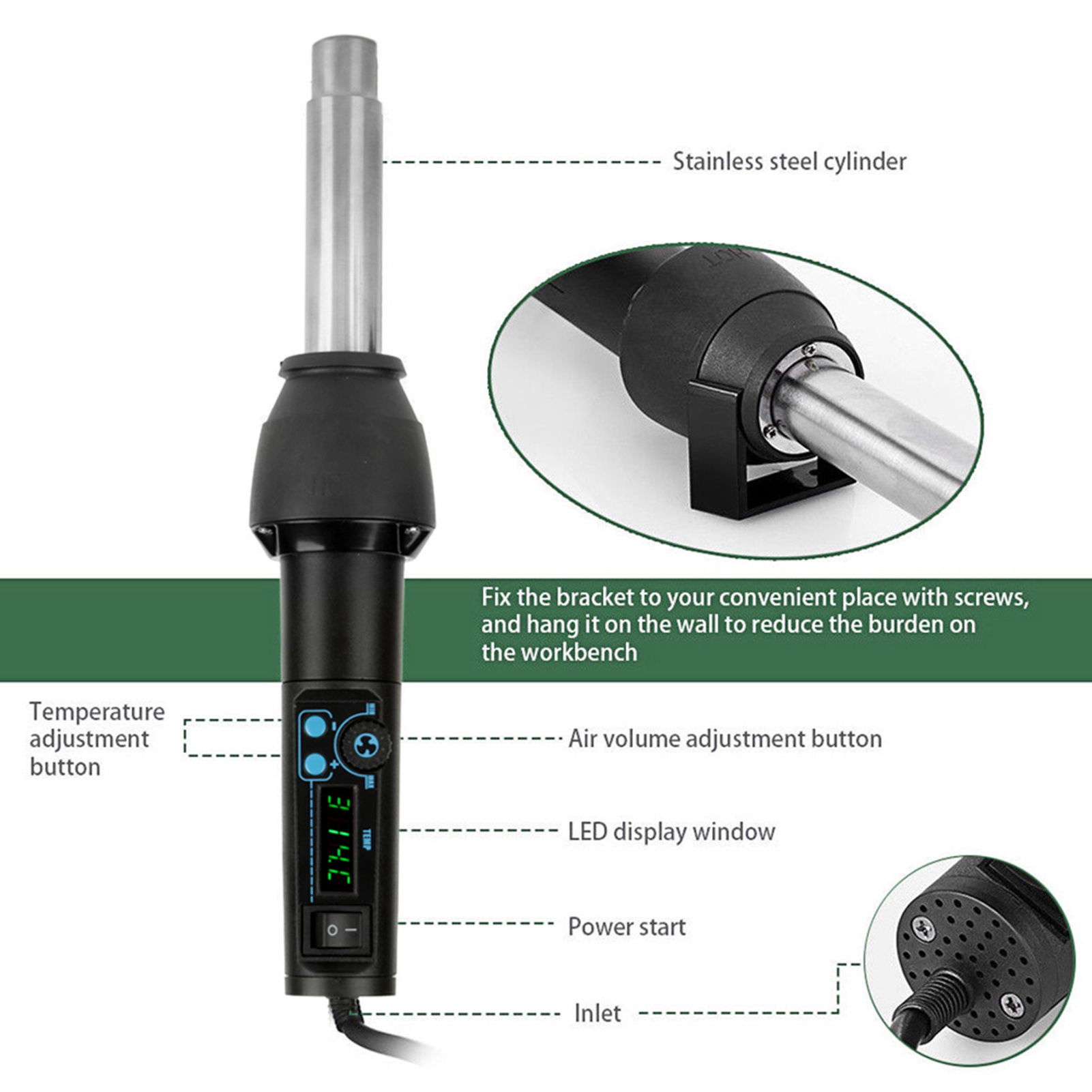 8858‑I / 650W LED Digital Disp - đánh giá và giá Heat Gun Small