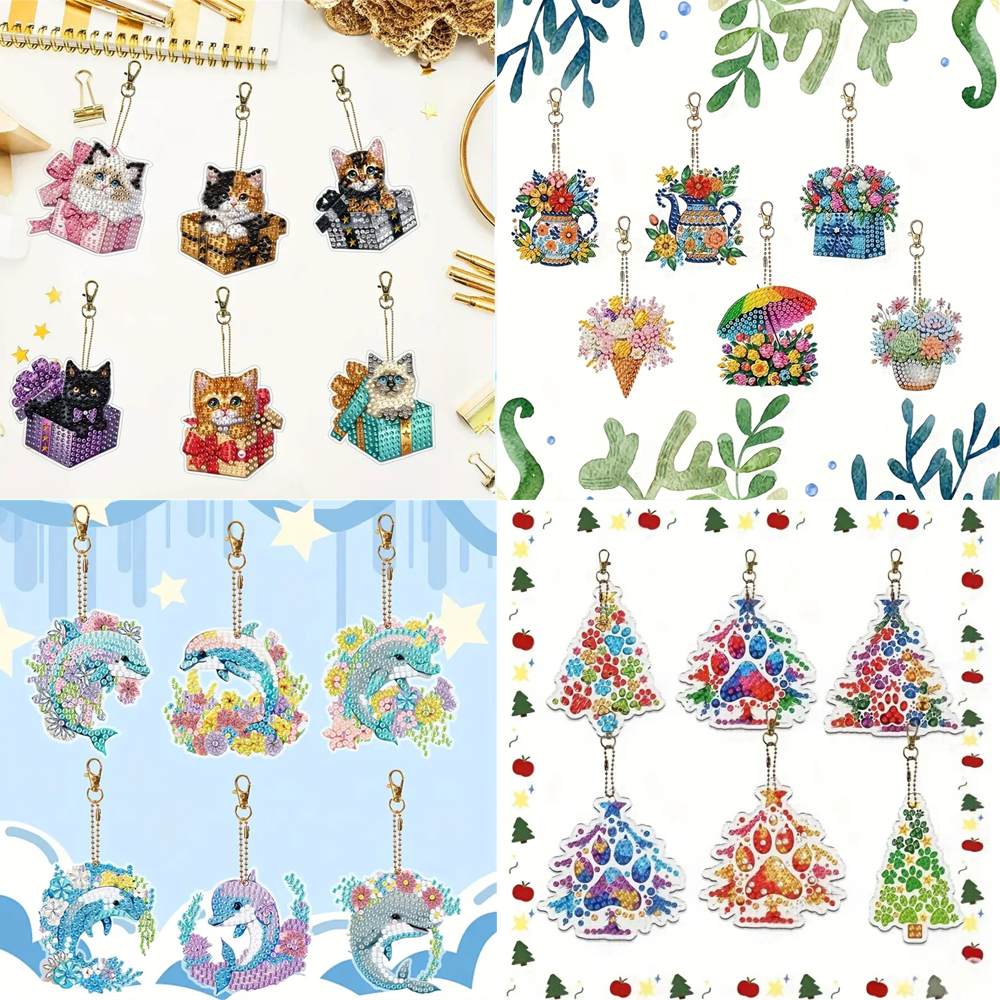 6-piece DIY Diamond Keychain - - đánh giá và giá Resin Craft Ideas