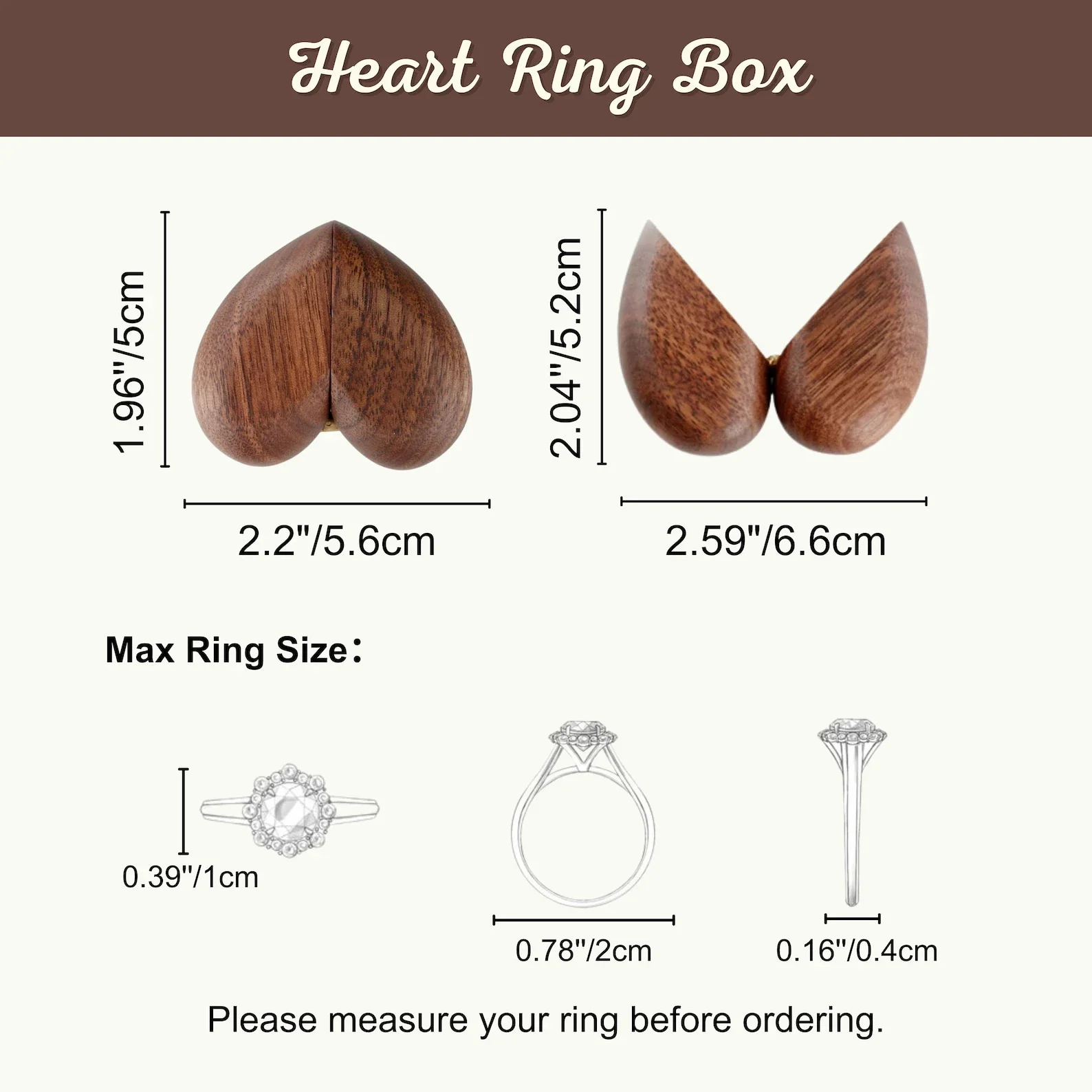 Romantic Heart - Shaped Wooden - đánh giá và giá Wood Ring Blank