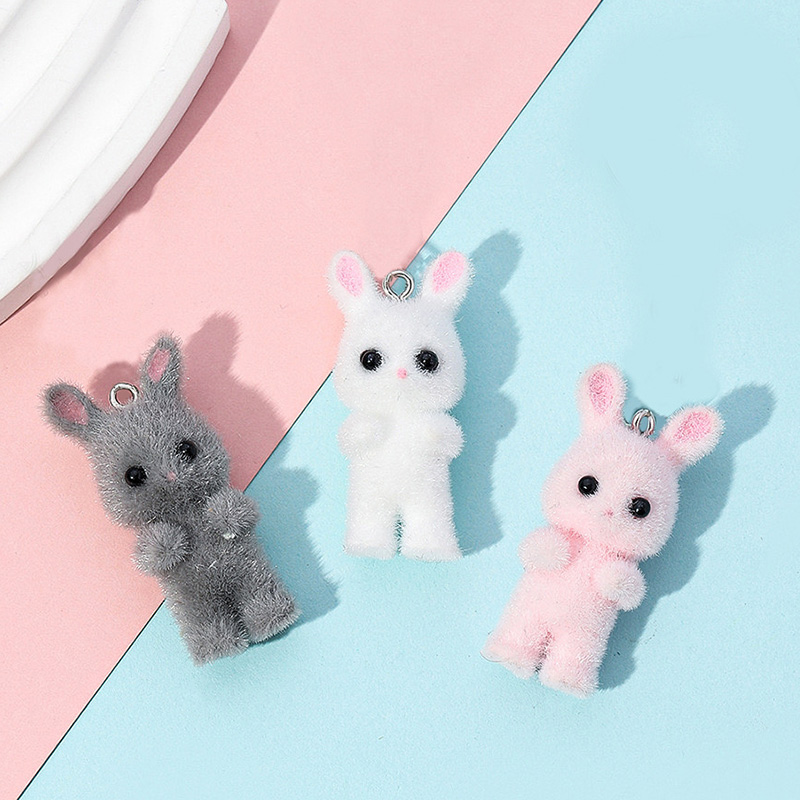 5pcs/lot Cute Flocking Rabbit  - đánh giá và giá Resin Craft Projects