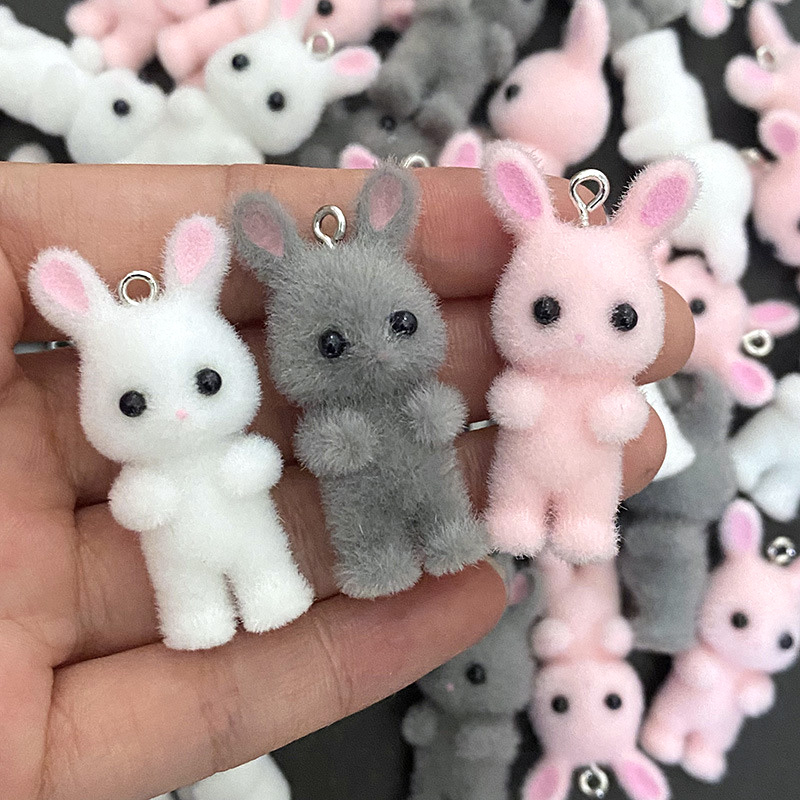 5pcs/lot Cute Flocking Rabbit  - đánh giá và giá Resin Craft Projects