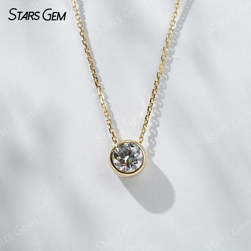 18K Gold 6.4mm 1.0ct Round Bri - đánh giá và giá Bezels Set Pendant