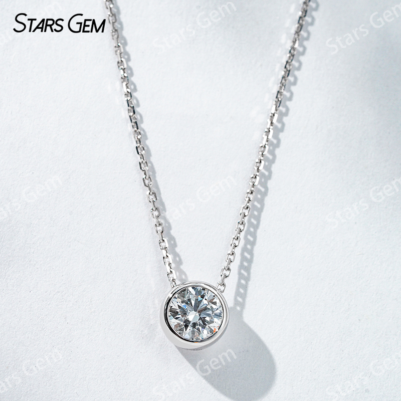 18K Gold 6.4mm 1.0ct Round Bri - đánh giá và giá Bezels Set Pendant