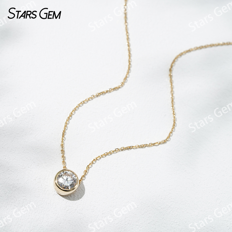 18K Gold 6.4mm 1.0ct Round Bri - đánh giá và giá Bezels Set Pendant