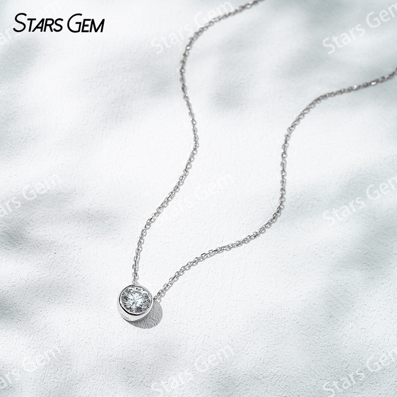 18K Gold 6.4mm 1.0ct Round Bri - đánh giá và giá Bezels Set Pendant