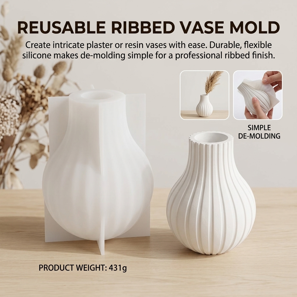 Silicone Vase Mold with Stripe - đánh giá và giá Resin Craft Ideas