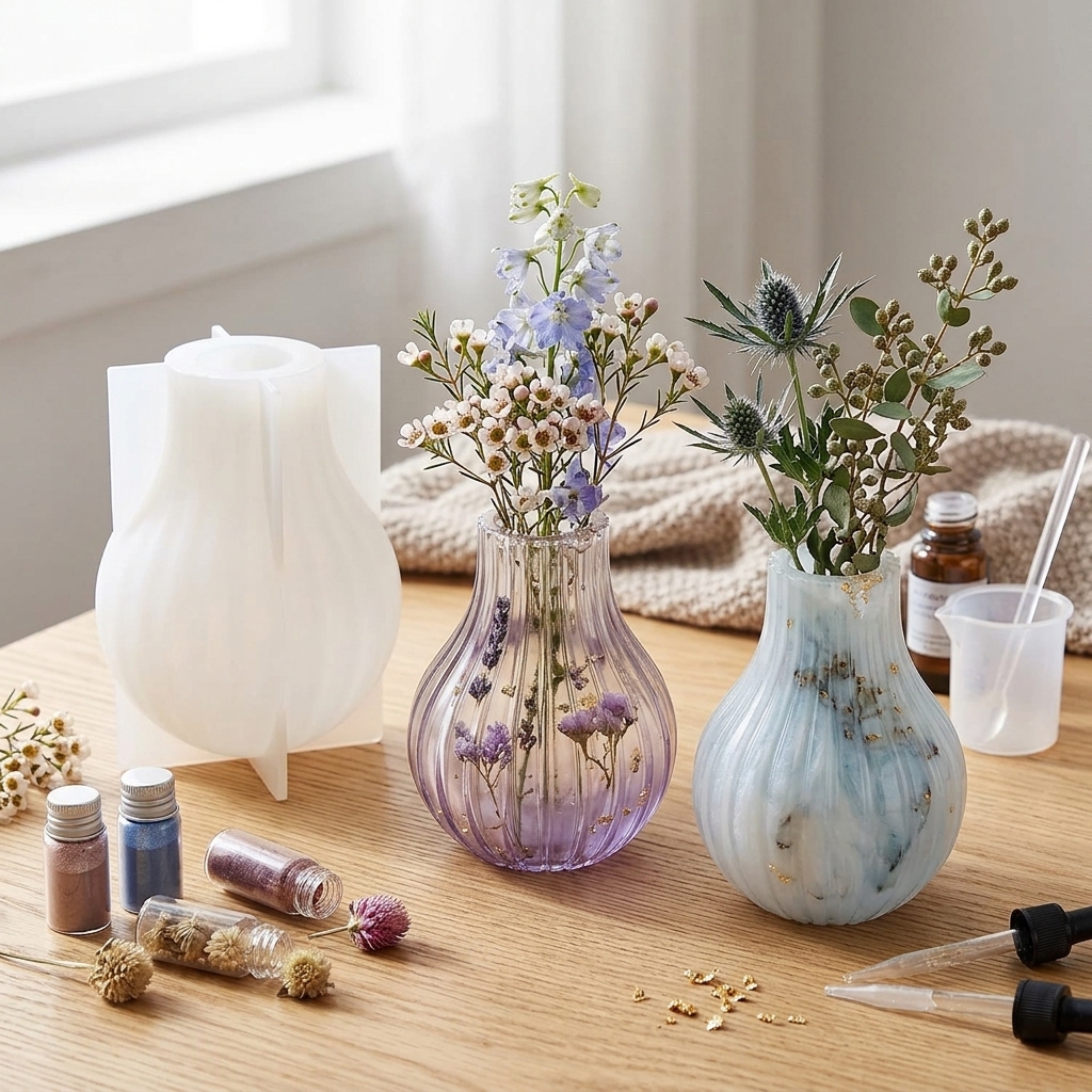 Silicone Vase Mold with Stripe - đánh giá và giá Resin Craft Ideas