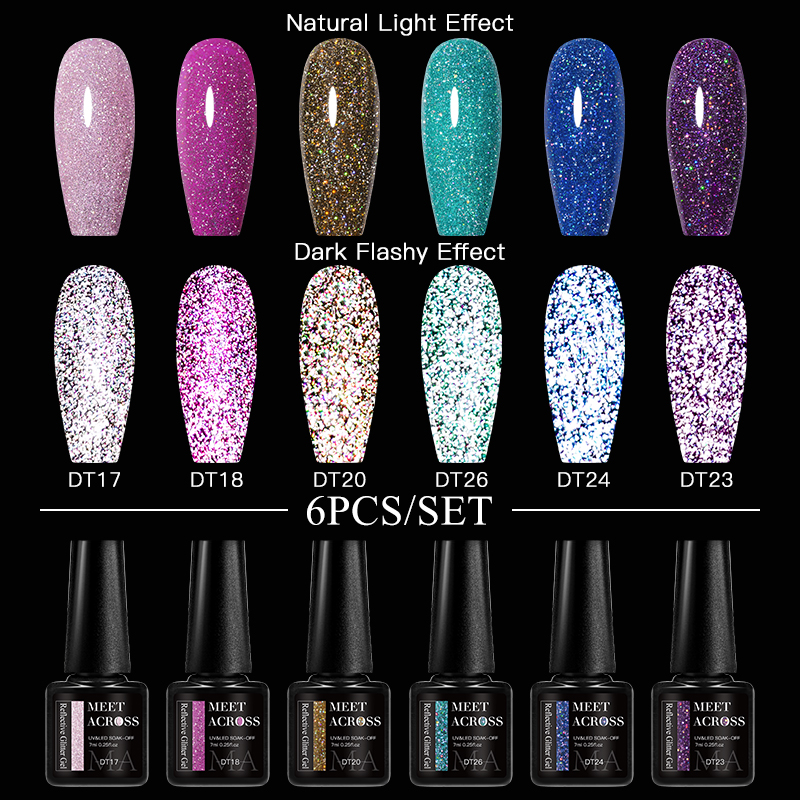 6Pcs Glitter Nail Gel Polish S - đánh giá và giá Resin Glitter Pack