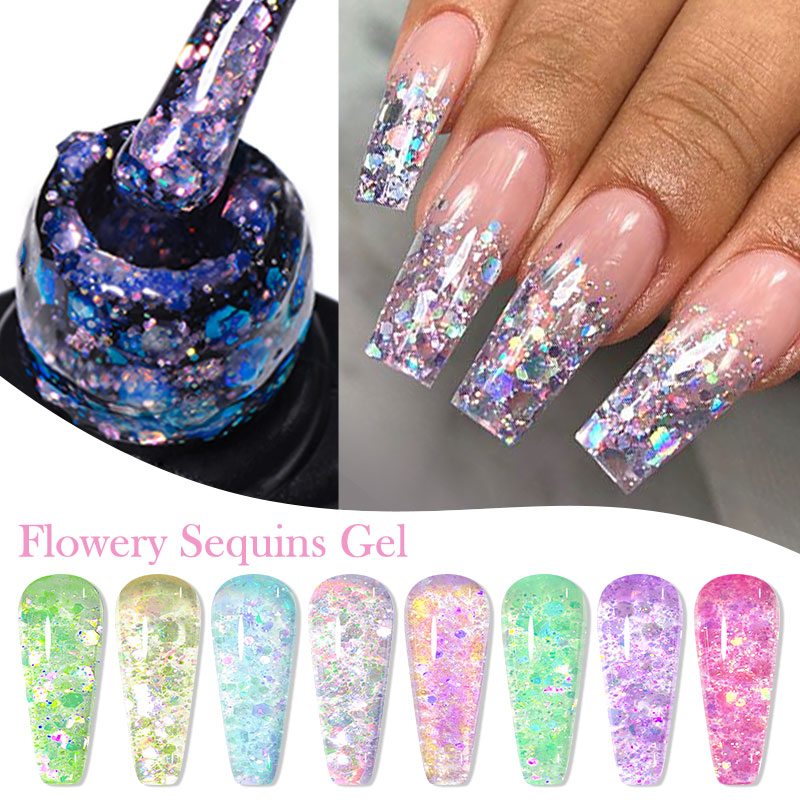 4/8pcs Flowery Sequins Gel Nai - đánh giá và giá Resin Glitter Pack