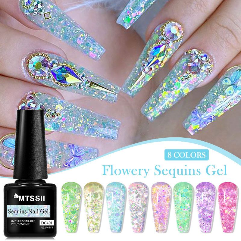 4/8pcs Flowery Sequins Gel Nai - đánh giá và giá Resin Glitter Pack