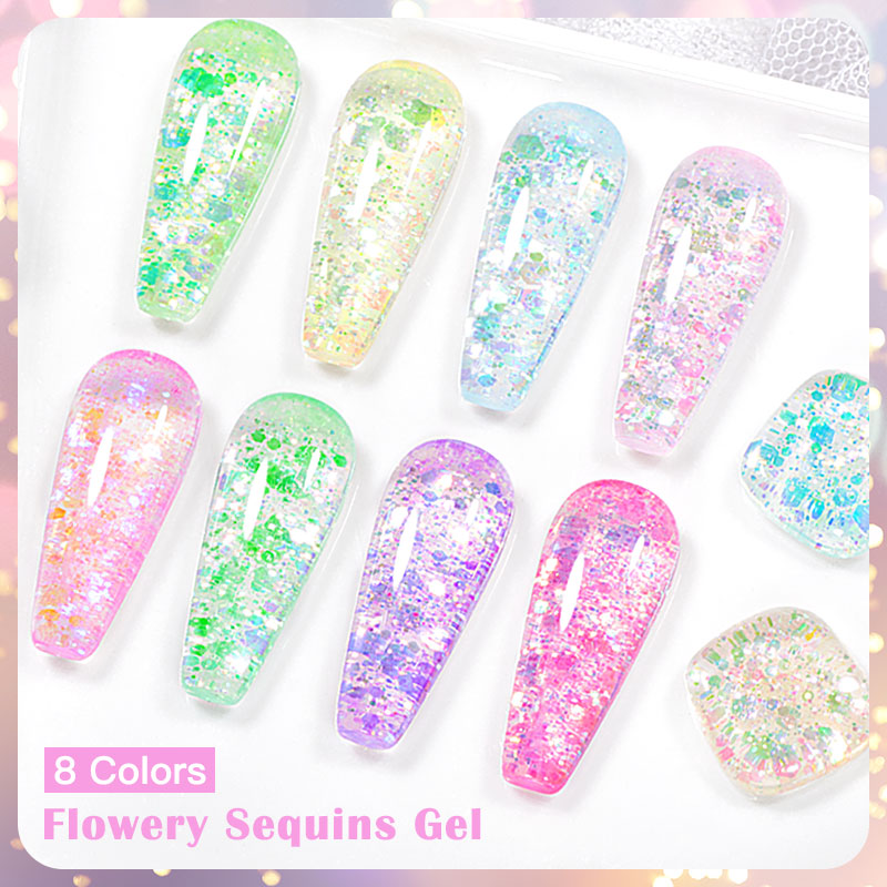 4/8pcs Flowery Sequins Gel Nai - đánh giá và giá Resin Glitter Pack