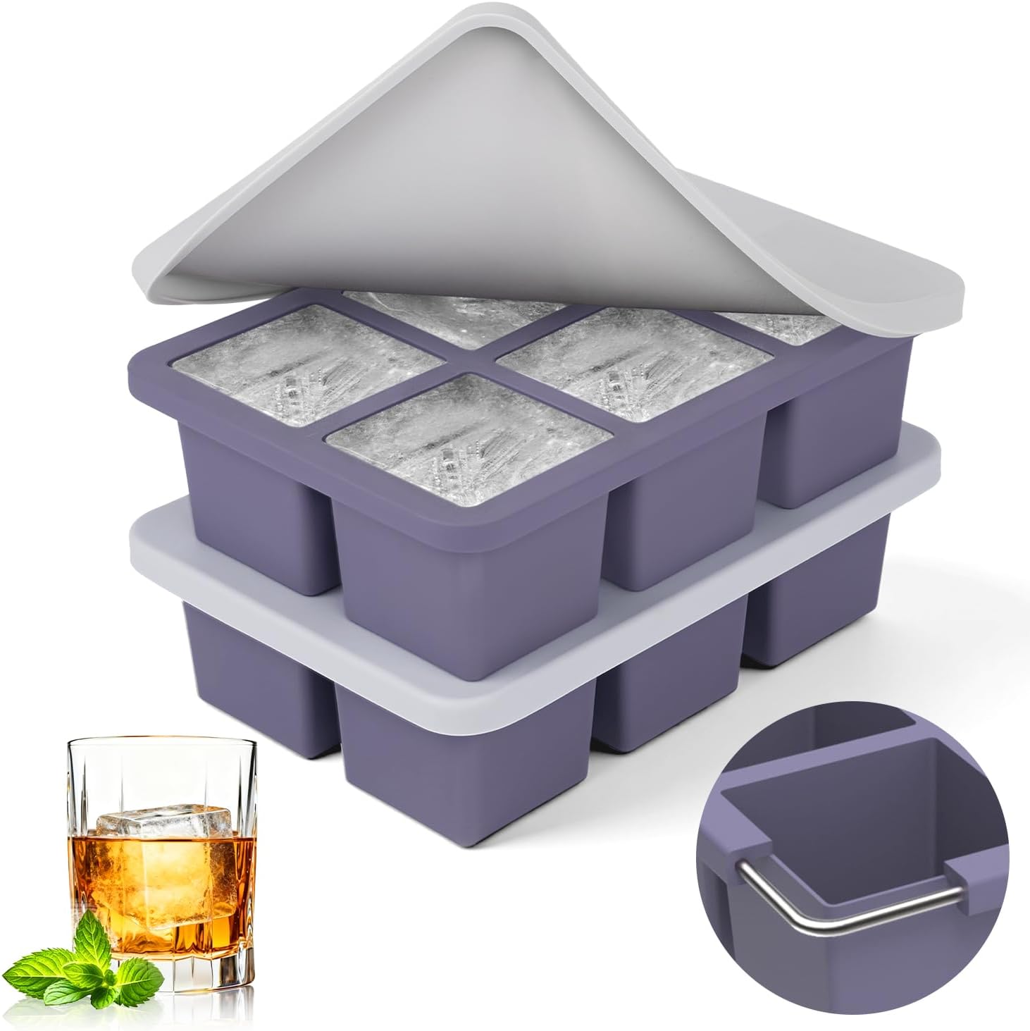 2pack Large Silicone Ice Cube  - đánh giá và giá Silicone Mold Tray