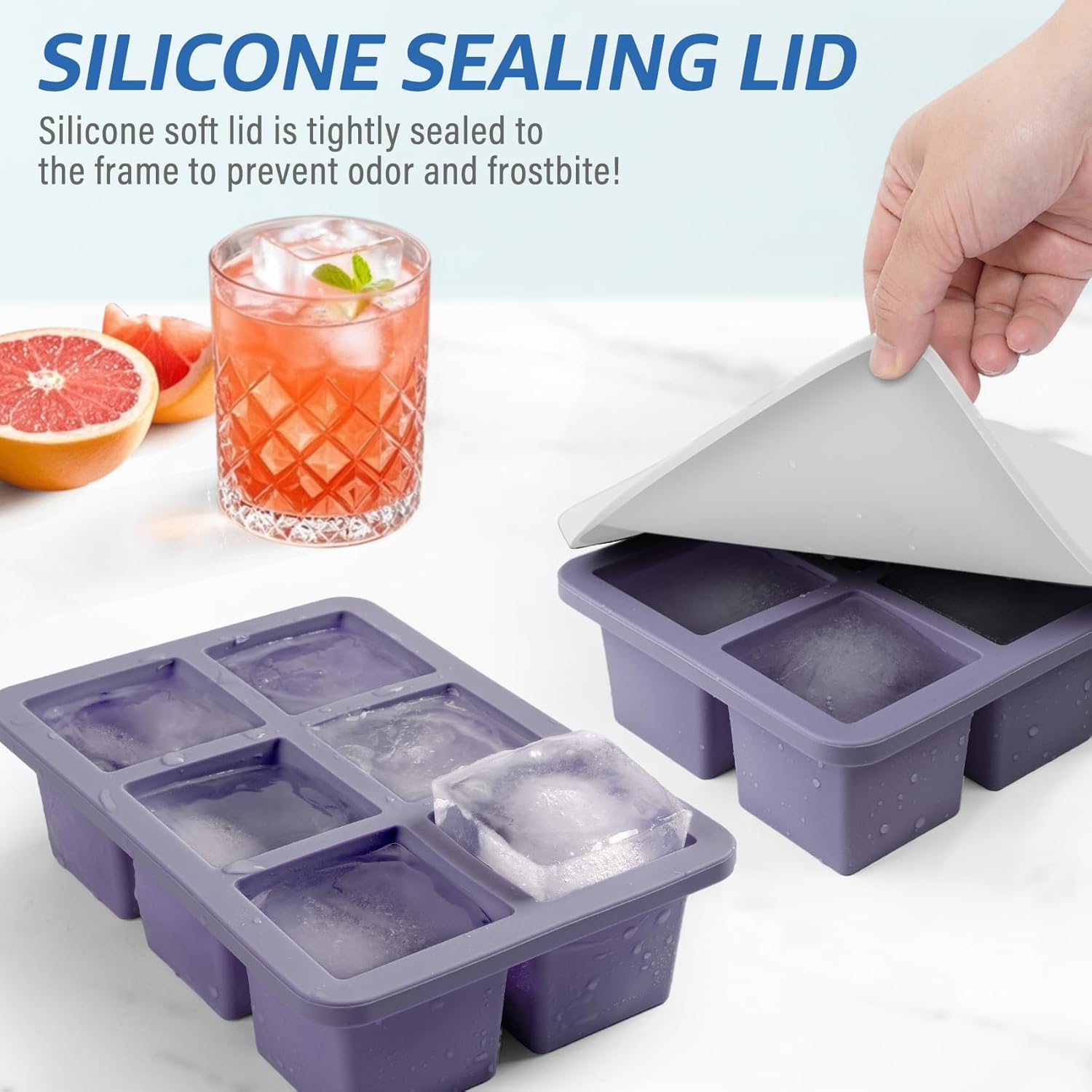 2pack Large Silicone Ice Cube  - đánh giá và giá Silicone Mold Tray