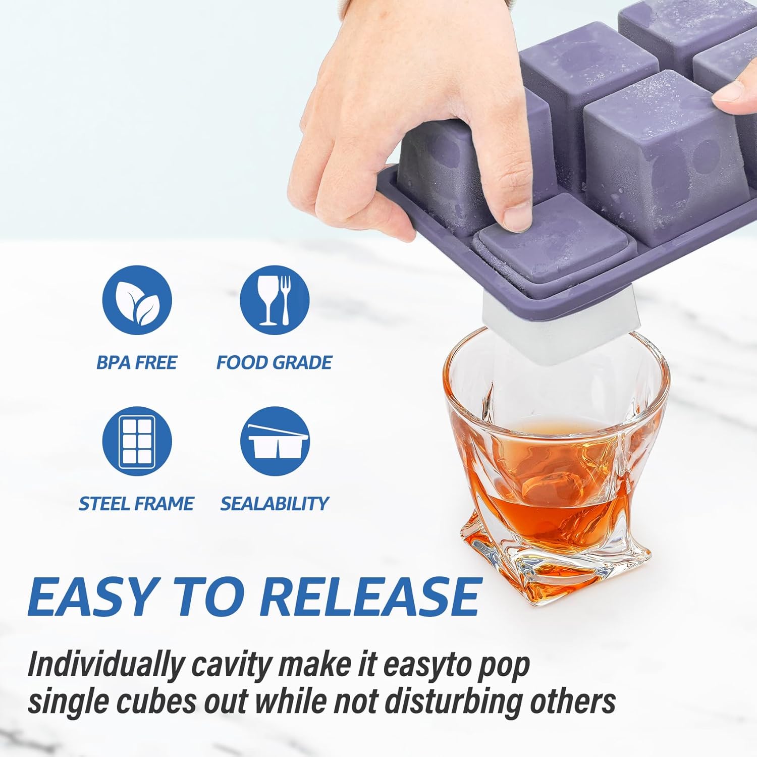 2pack Large Silicone Ice Cube  - đánh giá và giá Silicone Mold Tray