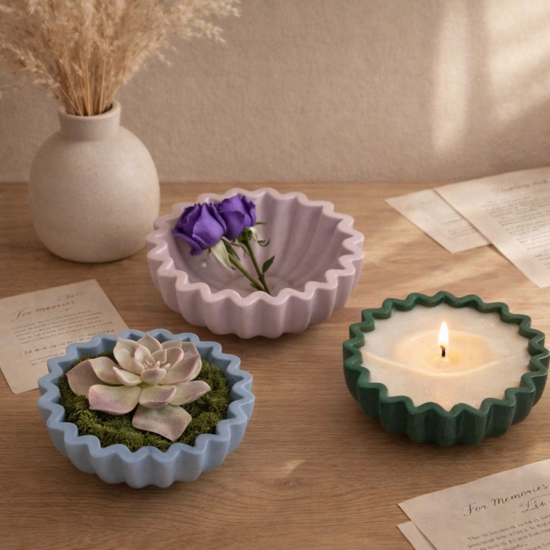 1 Epoxy plaster origami wave e - đánh giá và giá Coaster Mold Round