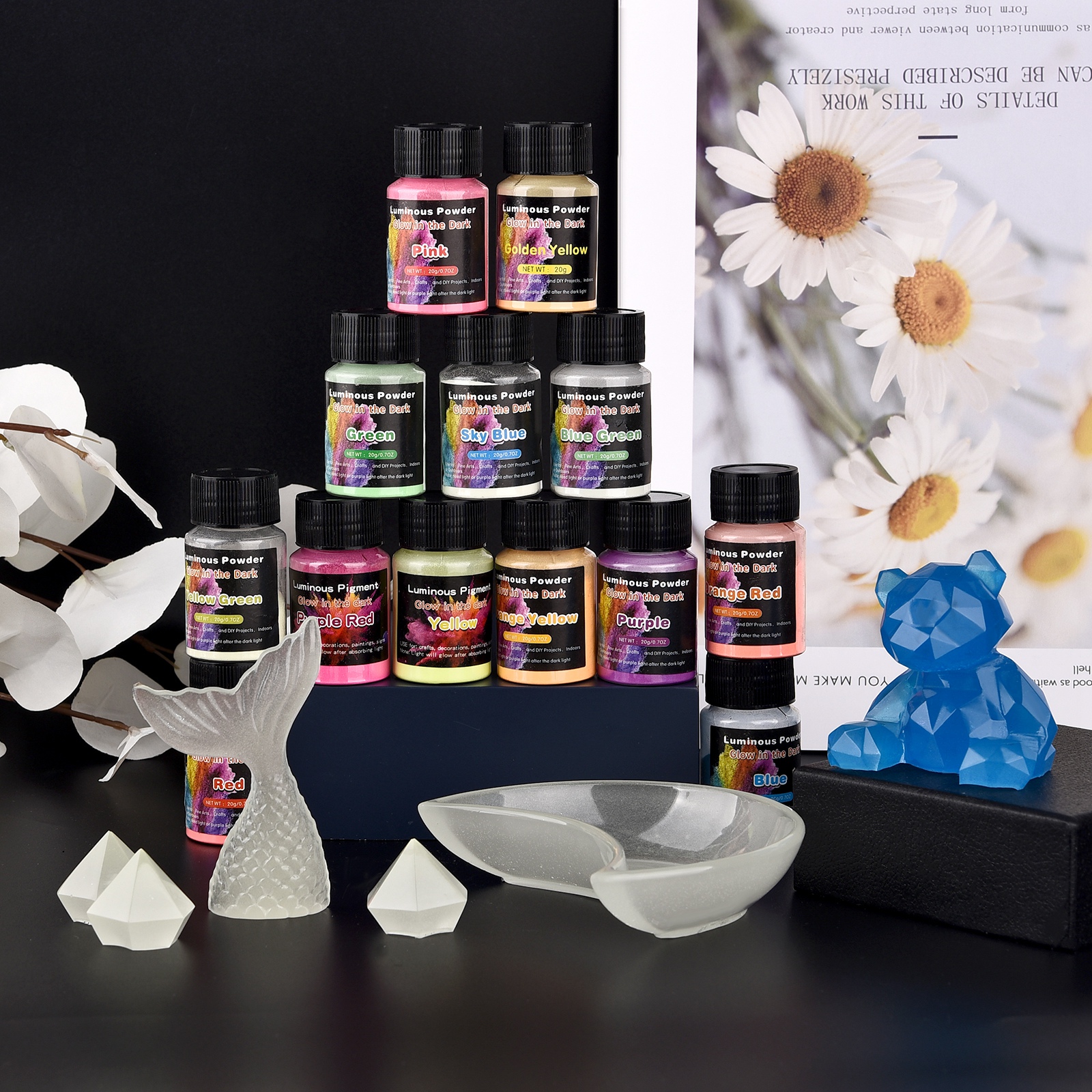 20g Luminous Glitter Powder Ph - đánh giá và giá Resin Pigment Set