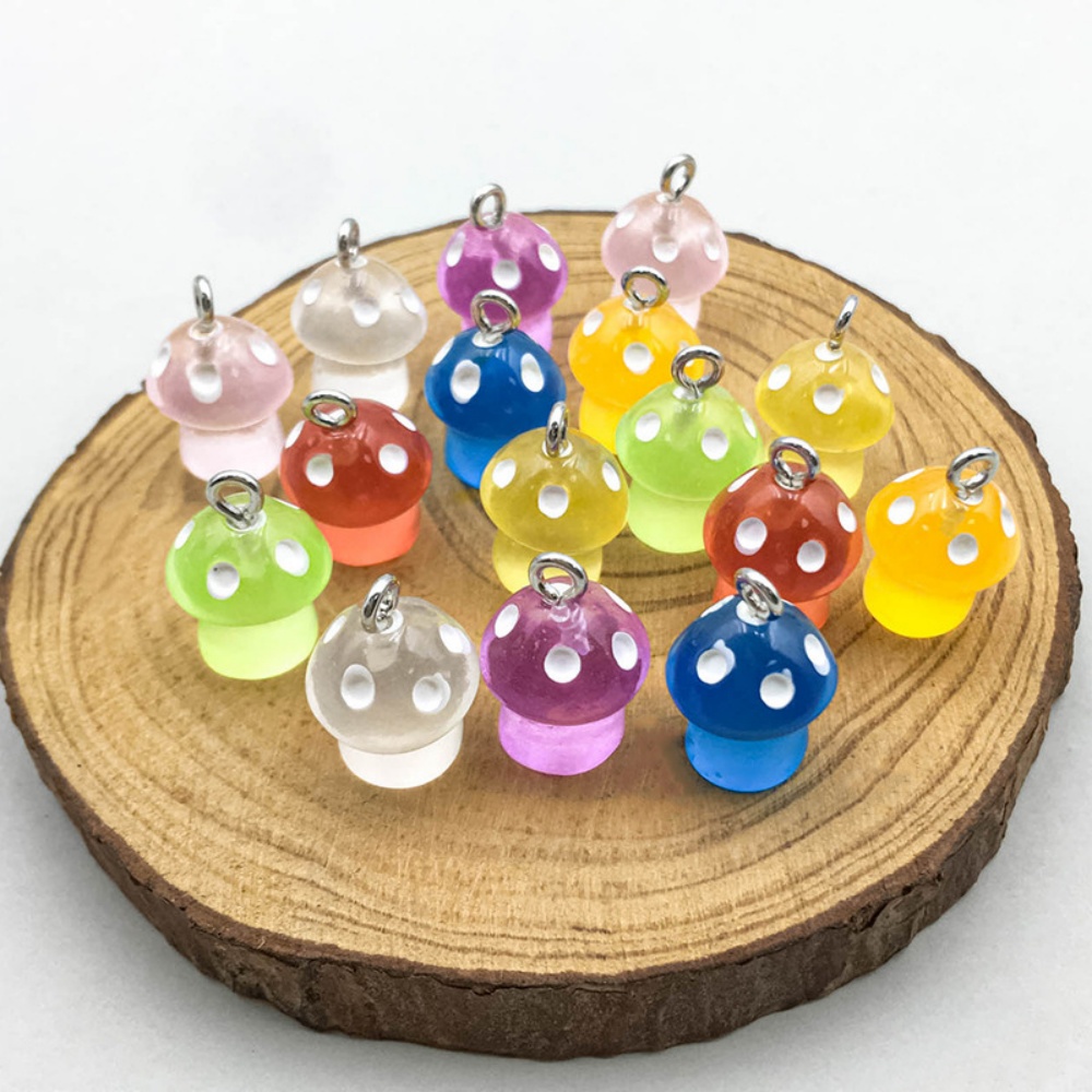 16pcs Luminous Mushroom Charms - đánh giá và giá Resin Craft Projects