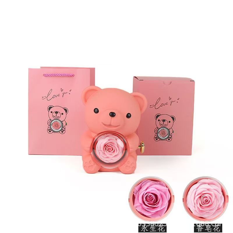 Preserved Rose Hug Bear with P - đánh giá và giá Flower Preservation Resin