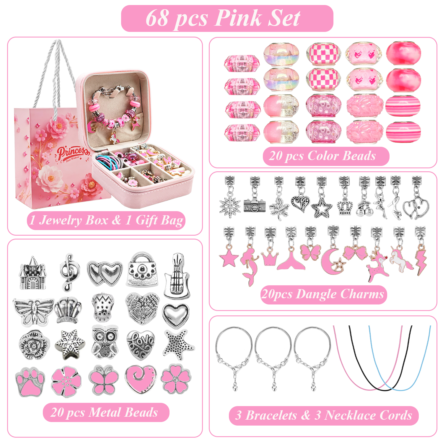 68pcs pink beaded jewelry set, - đánh giá và giá Resin Craft Projects