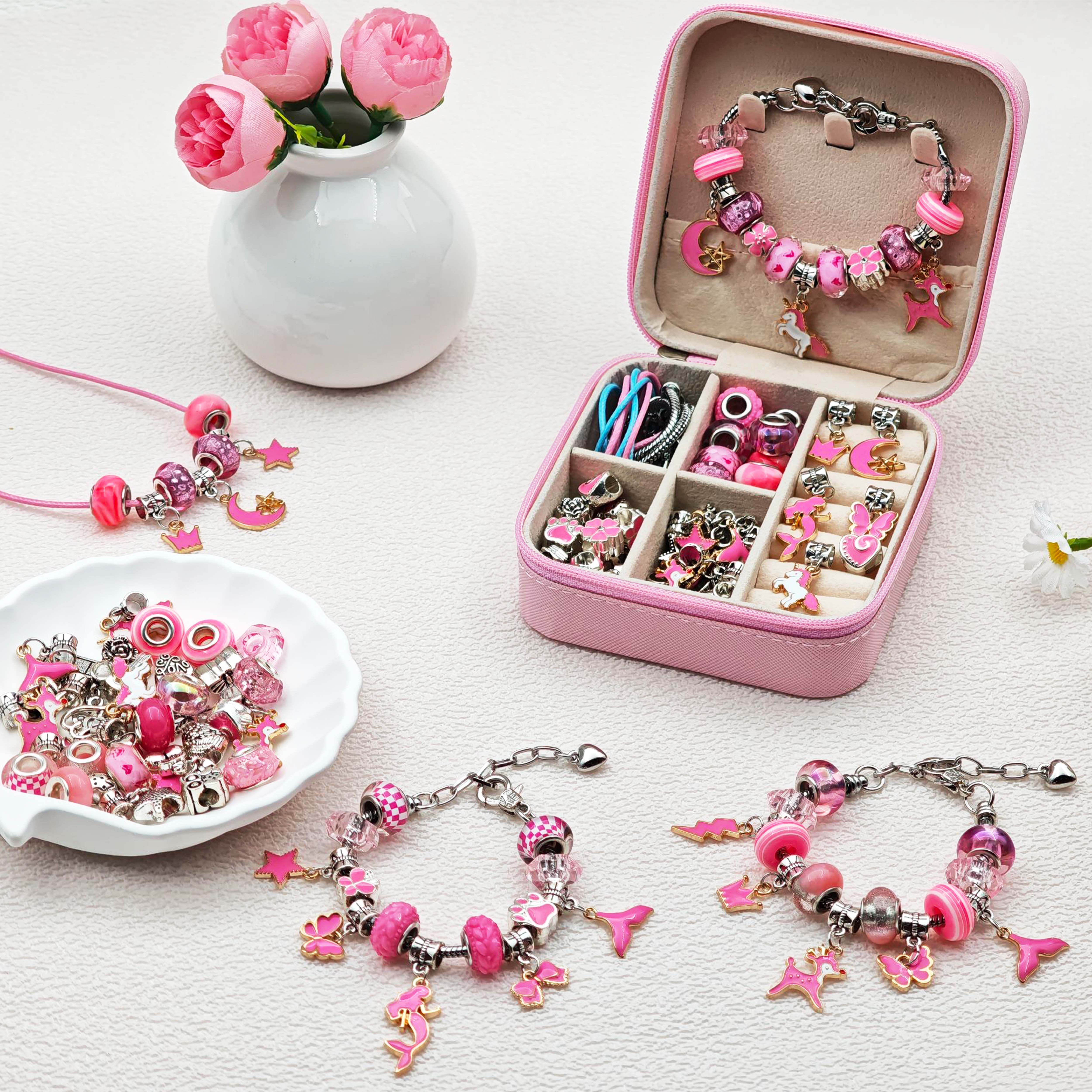 68pcs pink beaded jewelry set, - đánh giá và giá Resin Craft Projects