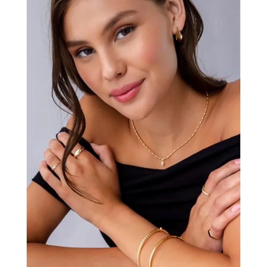 14K Gold Plated Dainty Tube Ba - đánh giá và giá Bezels Set Pendant
