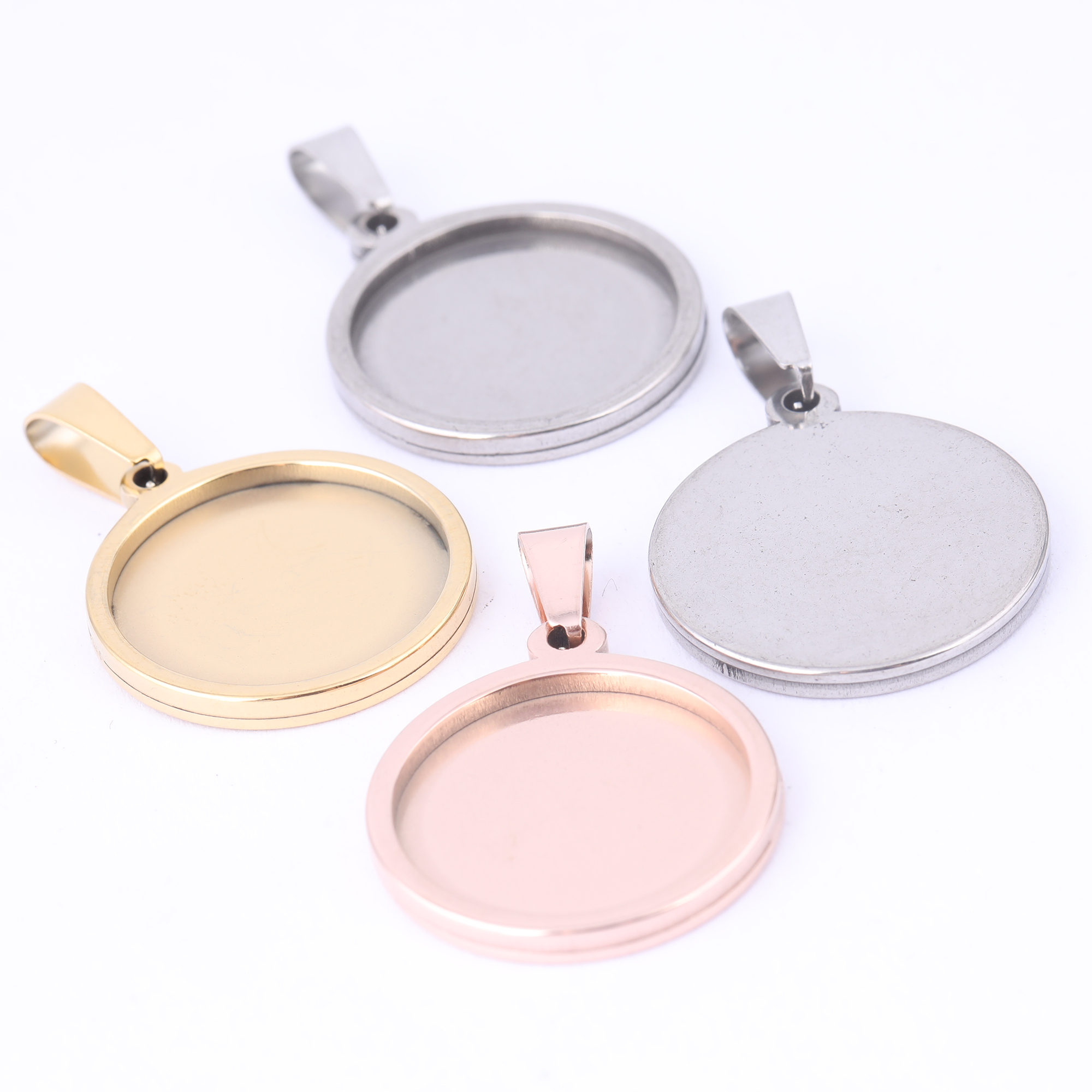 5pcs Stainless Steel 16mm 18mm - đánh giá và giá Bezels Set Pendant
