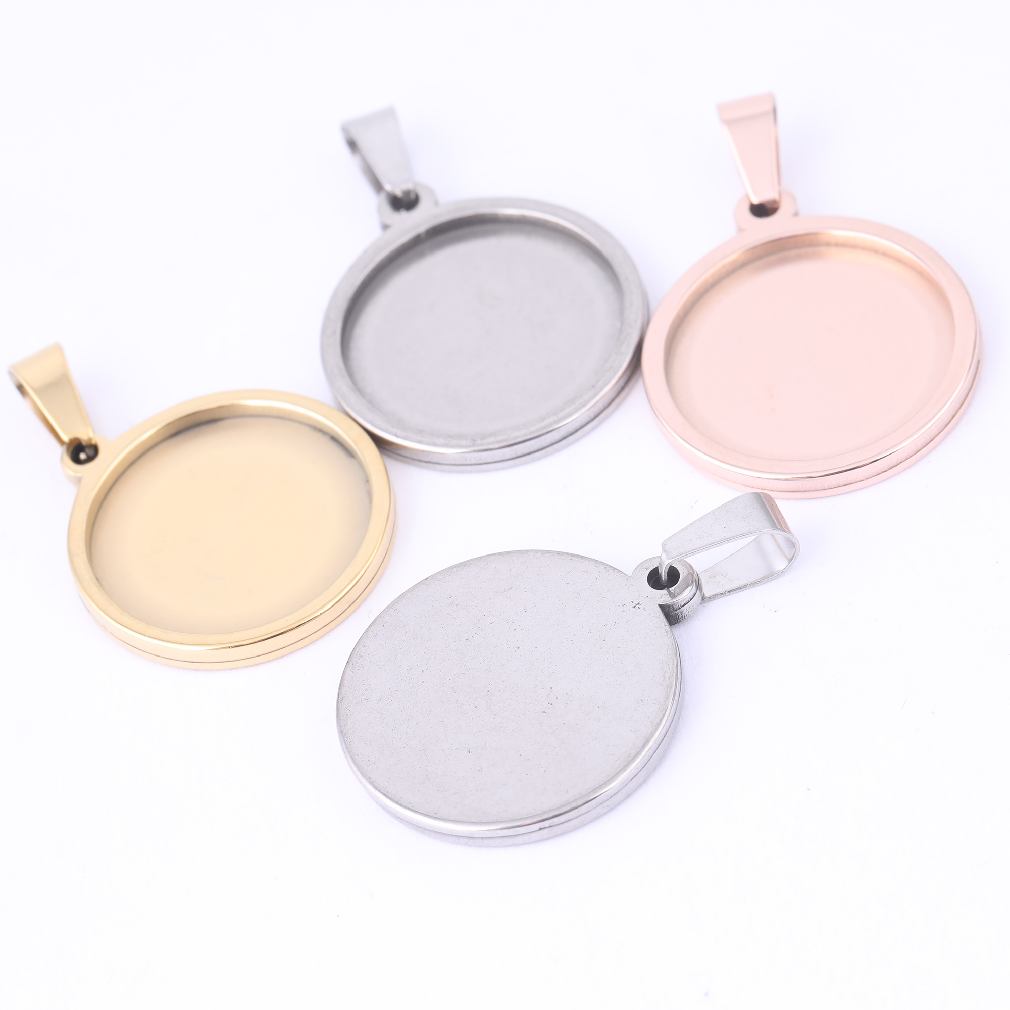 5pcs Stainless Steel 16mm 18mm - đánh giá và giá Bezels Set Pendant